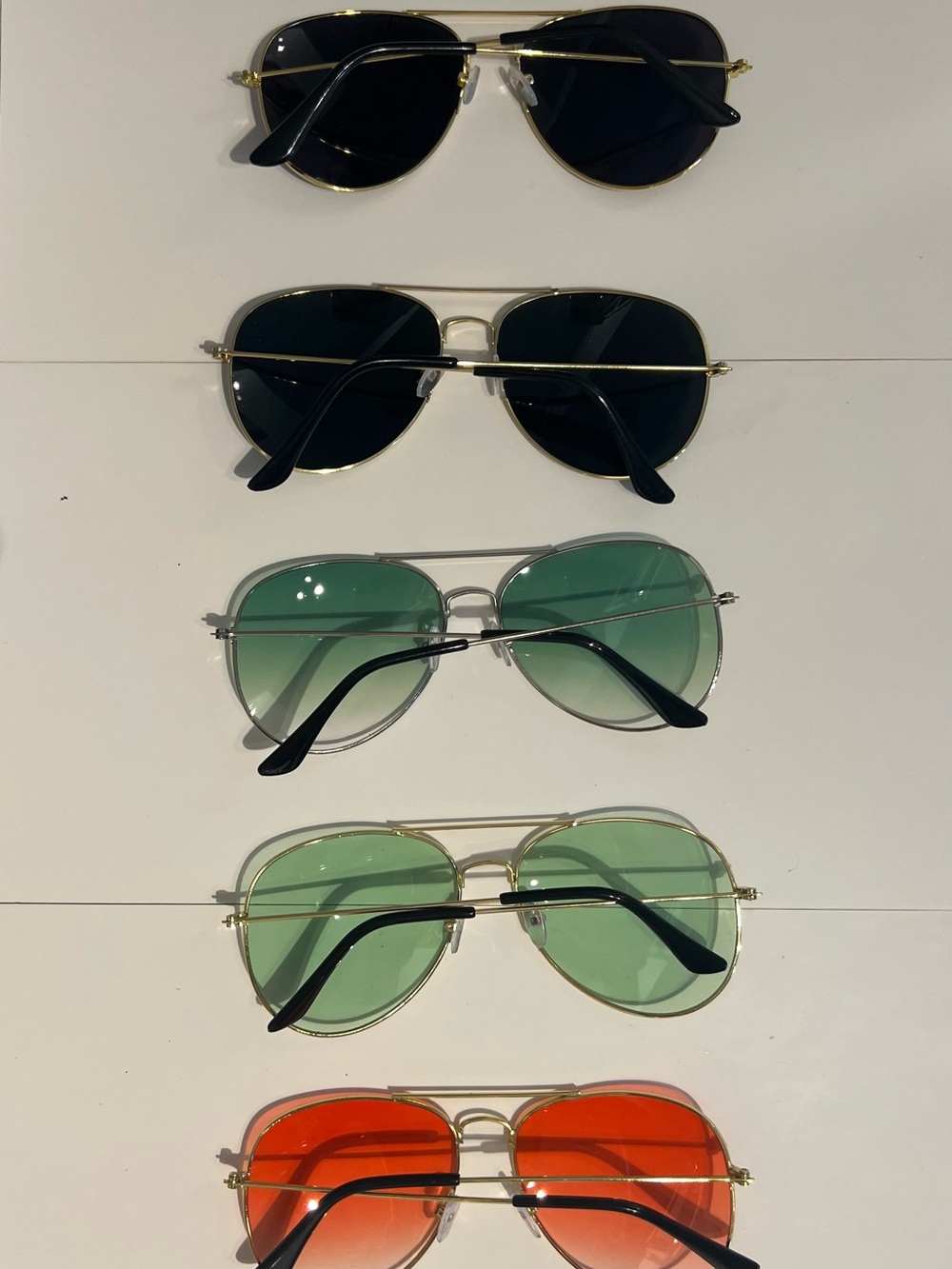Aviator Sunglasses - Set of 5 Party Favors Black, Green & Orange Lens Options